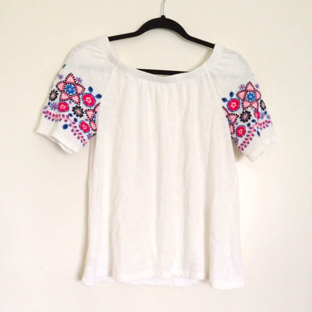 Talbots Off The Shoulder Floral Embroidered Top